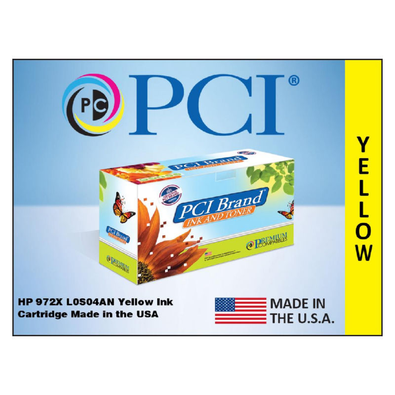 PCI HP Remanufactured 972X L0S04AN Yellow Ink Cartridge Made in the USA 7K Yield