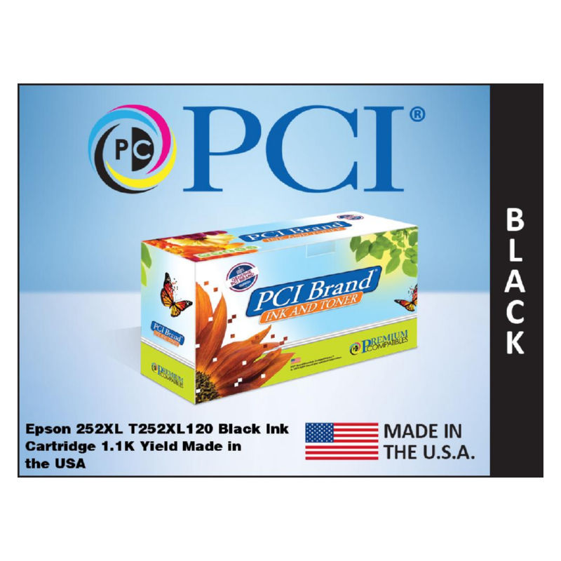 PCI Epson Remanufactured T252XL120 252XL Black Ink Cartridge 1.1K High Yield