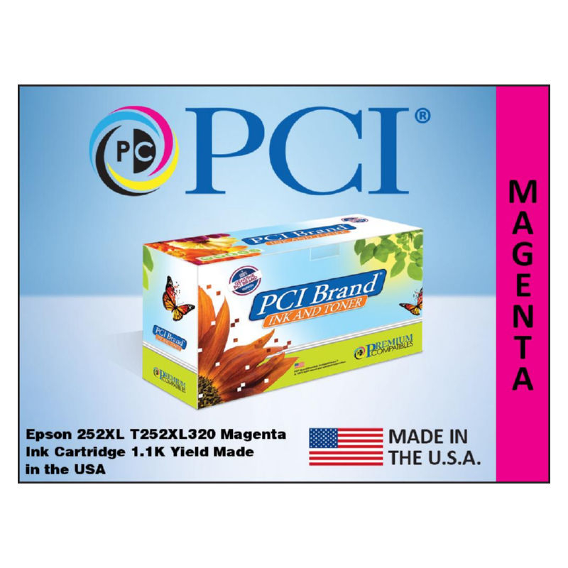 PCI Epson Remanufactured T252XL320 252XL Magenta Ink Cartridge Made in USA 1.1K Yield