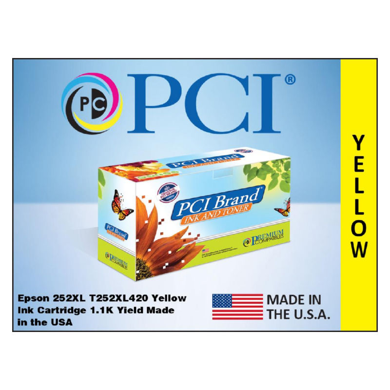 PCI Epson Remanufactured T252XL420 252XL Yellow Ink Cartridge 1.1K Yield