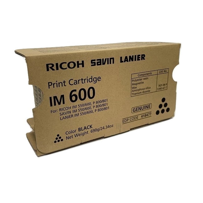 Ricoh 418477 Print Cartridge IM 600 (Box also Includes one WTB)  1 - 690g. Bottle