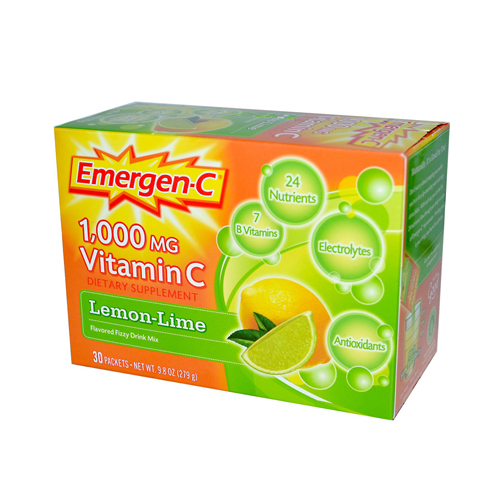 Alacer EmergenC Vitamin C Fizzy Drink Mix Lemon Lime 1000 mg 30