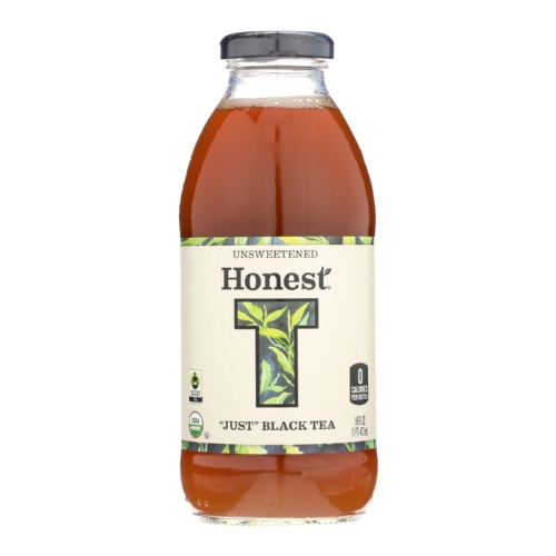 Honest Tea Organic Bottled Tea - Just Black Unsweetened - Case of 12 - 16 fl oz