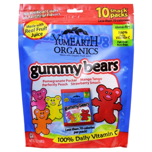Yummy Earth Organics Gummy Bears Organic Snack Pack .7 oz 10
