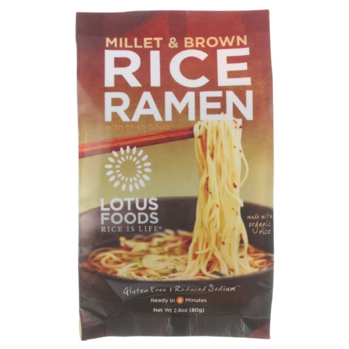 Lotus Foods Ramen - Organic - Millet and Brown Rice - with Miso Soup - 2.8 oz - case of 10