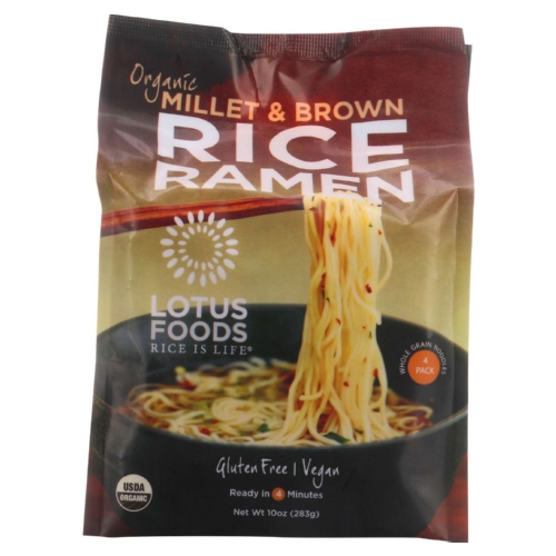 Lotus Foods Ramen - Organic - Millet and Brown Rice - 4 Ramen Cakes - 10 oz - case of 6