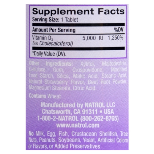 Natrol Vitamin D3 5000 IU Fast Dissolve 90 Tablets My Natures