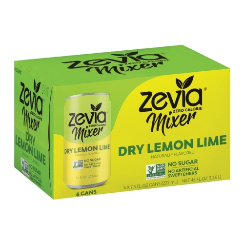 Zevia Zero Calorie Mixer - Dry Lemon Lime - Case of 4 - 6/7.5 fl oz