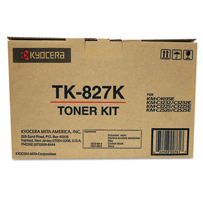 Kyocera Mita TK827K 1T02FZ0US0 OEM Toner Cartridge, Black, 15K Yield