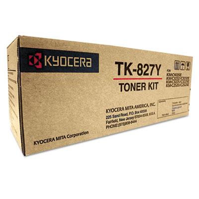 Kyocera Mita 1T02FZAUS0 TK827Y OEM Toner Cartridge, Yellow, 7K Yield