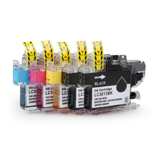 Compatible Brother LC3013 (LC3013 BK, C, M, Y) Color Set, 2x Black,Cyan,Magenta,Yellow, 5-Pack