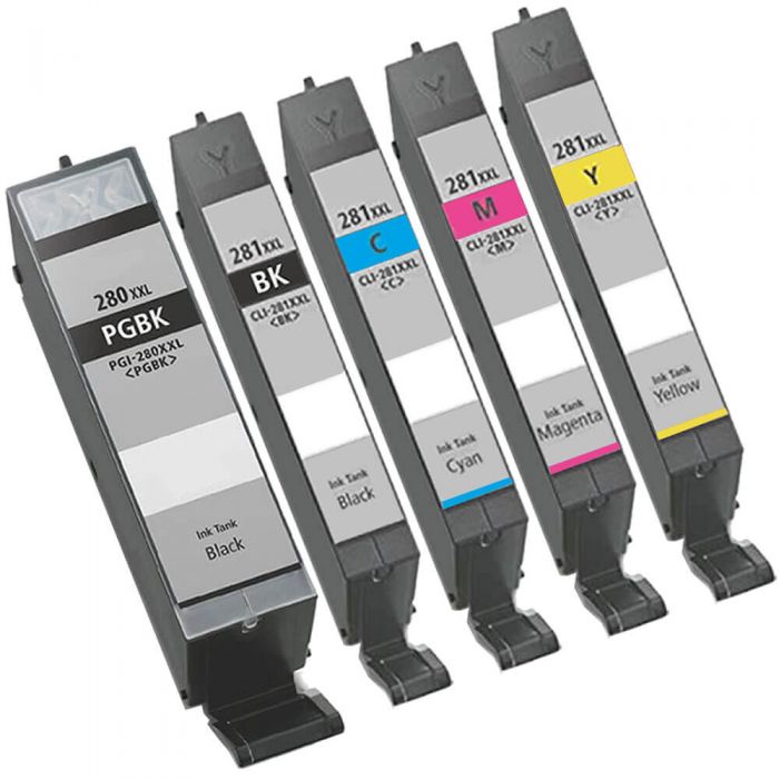 Remanufactured Canon PGI-280XXL/CLI-281XXL (2021C007) Inkjet Color Combo Blk,Blk, Cyan, Magenta, Yellow 5 Cartridge Pack