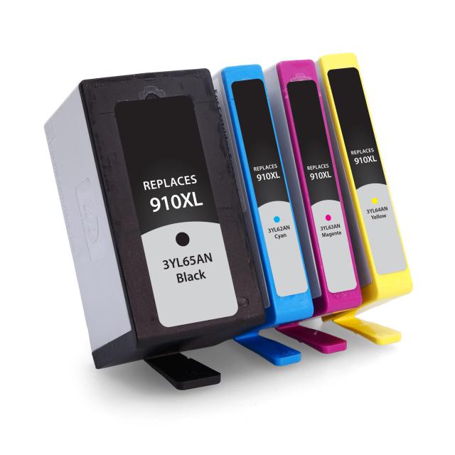 HP Remanufactured 910XL Ink Cartridges - Black, Cyan, Magenta, Yellow, 4 Cartridges (3JB41AN)