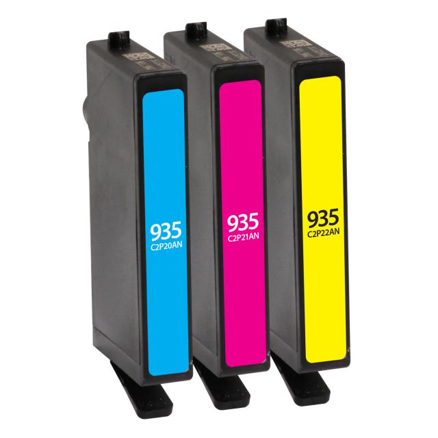 HP Remanufactured 935 Ink Cartridges - Cyan, Magenta, Yellow, 3 Cartridges (N9H65FN)