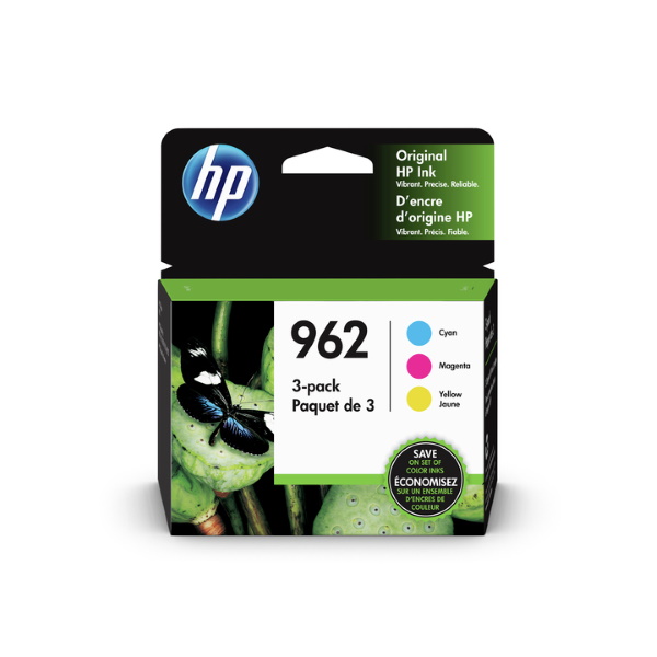 HP 962 Ink Cartridges - Cyan, Magenta, Yellow, 3 Cartridges (3YP00AN)