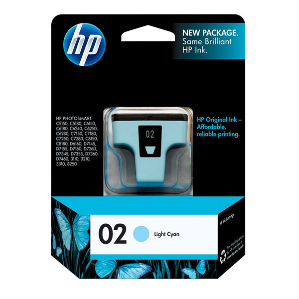 HP 02 Ink Cartridge, Light Cyan (C8774WN)
