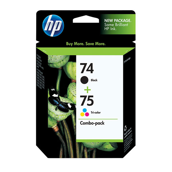 HP 74/75 Ink Cartridges - Black, Tri-color, 2 Cartridges (CC659FN)