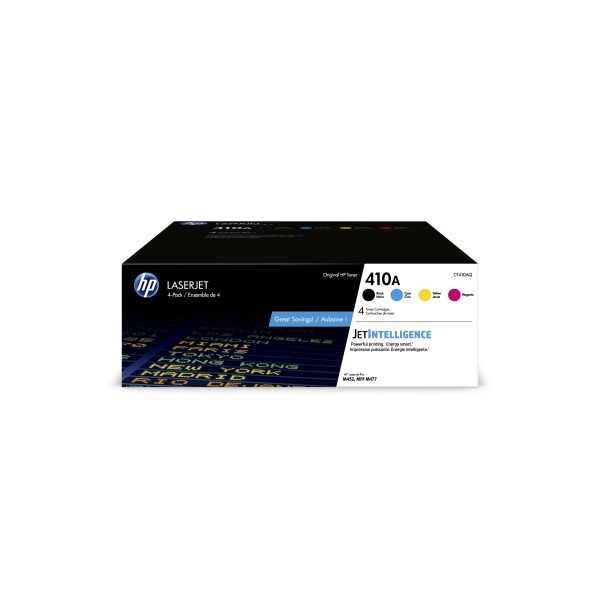 HP 410A, (CF410AQ) 4-Pack Black; Cyan; Magenta; Yellow Original LaserJet Toner Cartridges