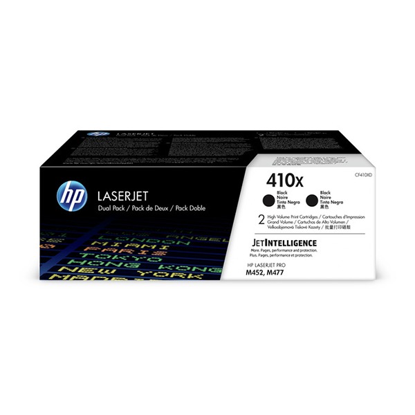 HP 410X (CF410XD) 2-Pack Hi-Yl Black LaserJet Toner 6.5K/Per Cartridge