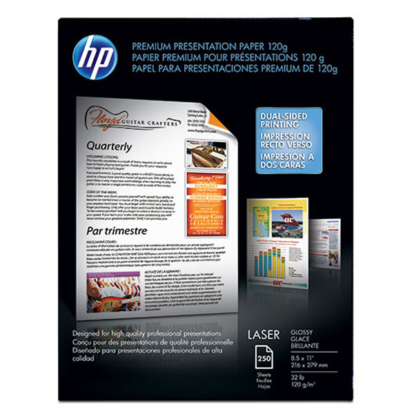 HP Premium Glossy Presentation Paper 120 gsm-250 sht/Letter/8.5 x 11 in (CG988A)