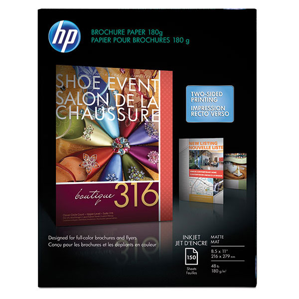 HP Inkjet Matte Brochure Paper 180 gsm-150 sheet/Letter/8.5 x 11 in inkjet paper