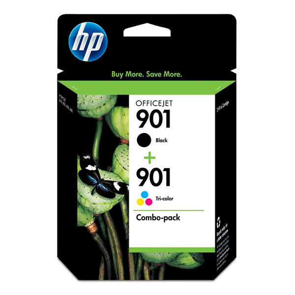 HP 901 Ink Cartridges - Black, Tri-color, 2 Cartridges (CN069FN)