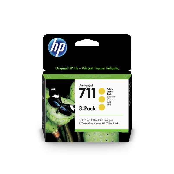 HP 711 3-pack 29-ml Yellow DesignJet Ink Cartridges (CZ136A)