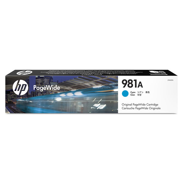 HP 981A (J3M68A) PageWide Enterprise Color 556, 586, Managed Color E55650, E58650 Cyan Original PageWide Cartridge (6,000 Yield)