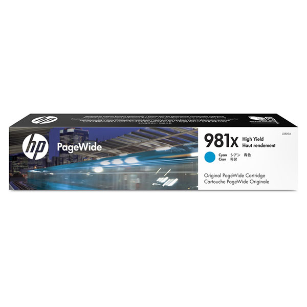 HP 981X (L0R09A) PageWide Enterprise Color 556, 586, Managed Color E55650, E58650 High Yield Cyan Original PageWide Cartridge (10,000 Yield)