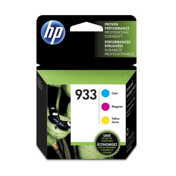 HP 933 Ink Cartridges - Cyan, Magenta, Yellow, 3 Cartridges (N9H56FN)