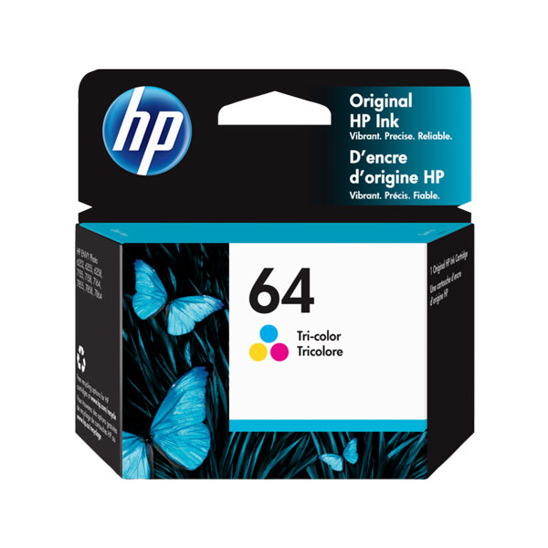 HP 64 Ink Cartridge, Tri-color (N9J89AN)
