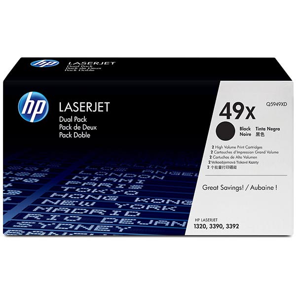 HP 49X 2-pack High Yield Black Original LaserJet Toner Cartridges (Q5949XD)