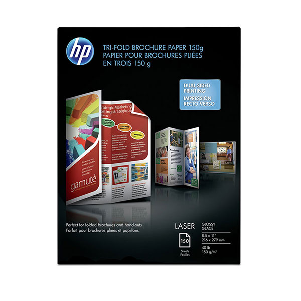 HP Laser Glossy Tri-fold Brochure Paper 150 gsm-150 sht/Letter/8.5 x 11 in inkjet paper