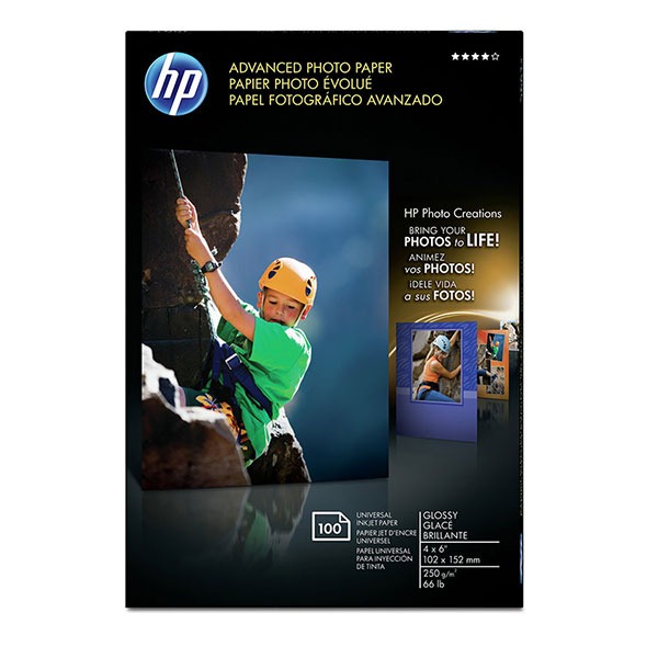 HP Advanced Glossy -100 sht/4 x 6 in borderless photo paper