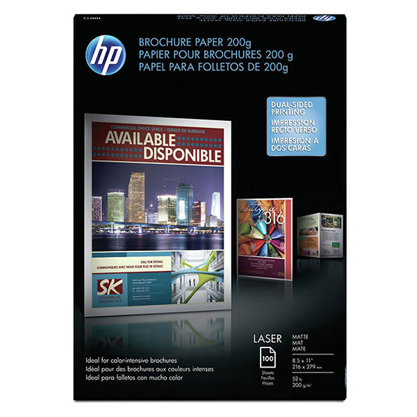 HP Laser Matte Brochure Paper 200 gsm-100 sht/Letter/8.5 x 11 in (Q8824A)