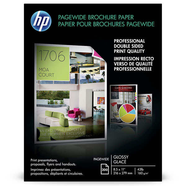 HP PageWide Glossy Brochure Paper-200 sht/Letter/8.5 x 11 in (Z7S64A)