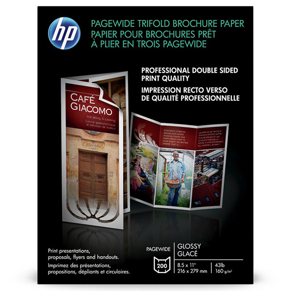HP PageWide Glossy Trifold Brochure Paper-200 sht/Letter/8.5 x 11 in (Z7S65A)