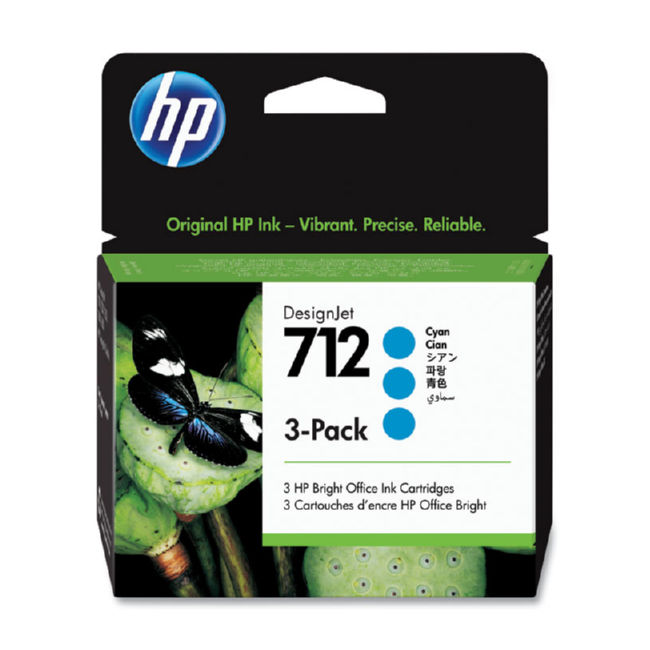 HP 712 3-pack 29-ml Cyan DesignJet Ink Cartridge (3ED77A)