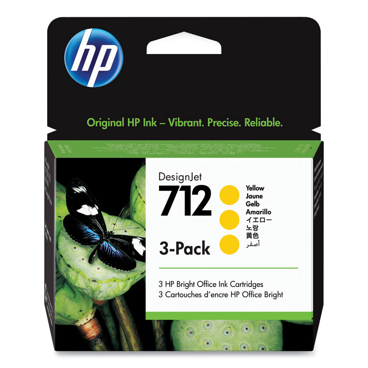 HP 712 3-pack 29-ml Yellow DesignJet Ink Cartridge (3ED79A)