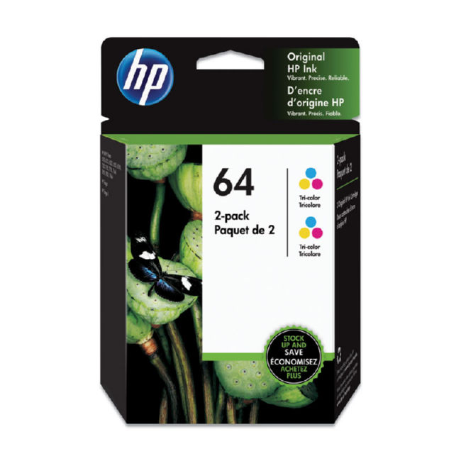 HP 64 2-pack Tri-color Original Ink Cartridges (6ZA55AN)