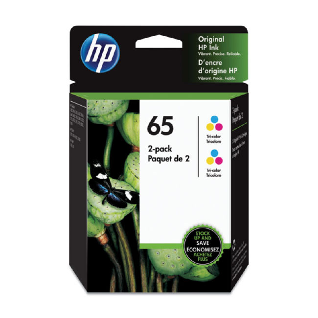 HP 65 2-pack Tri-color Original Ink Cartridges (6ZA56AN)