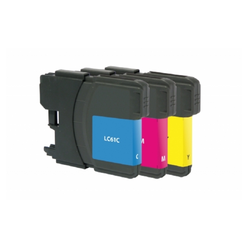Cyan, Magenta, Yellow Ink Cartridges for Brother LC61, 3-Pack