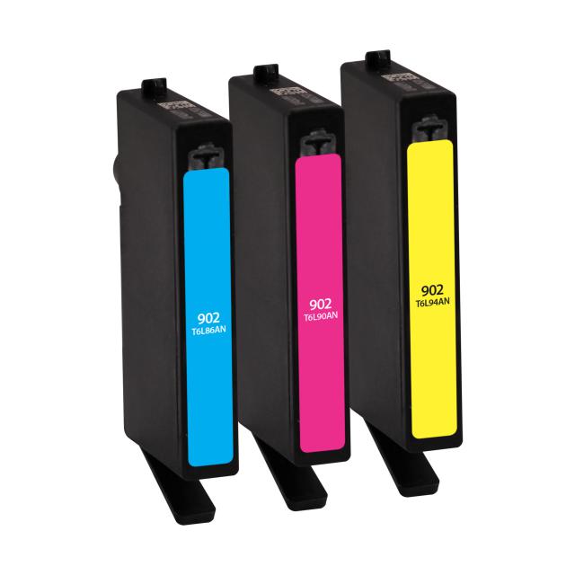 HP 902 Remanufactured Ink Cartridges - Cyan, Magenta, Yellow, 3 Cartridges (T0A38AN)