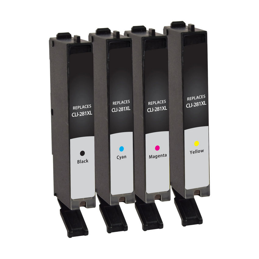Clover Imaging Remanufactured High Yield Black, Cyan, Magenta, Yellow Ink Cartridges for Canon CLI-281XL 4-Pack