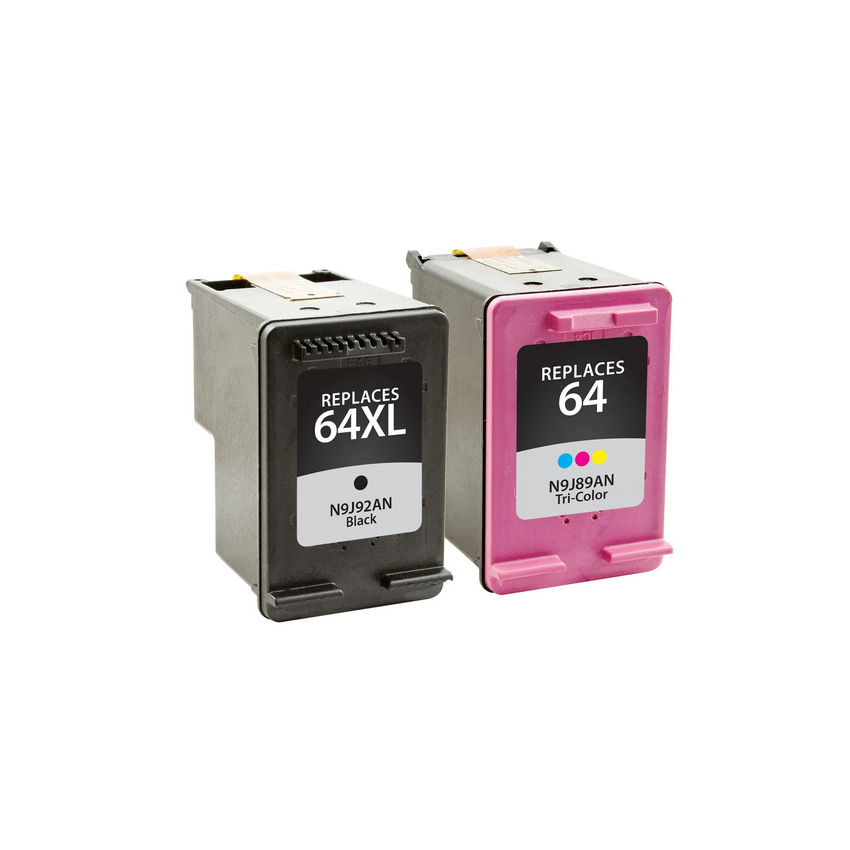 Clover Imaging Remanufactured Black High Yield, Tri-Color Ink Cartridges for HP 64XL/64 (3YP23AN) 2-Pack