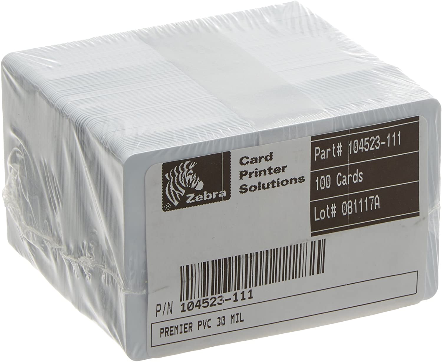 Zebra 104523-111  White PVC Cards (30 mil) (500 cards)