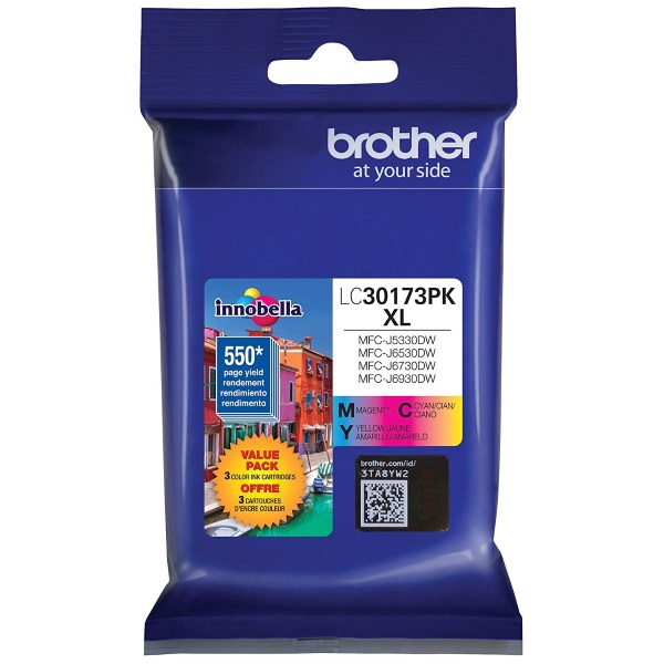 Brother LC3017 High Yield C,M,Y Ink Cartridge Combo Pack (3 x 550 Yield)
