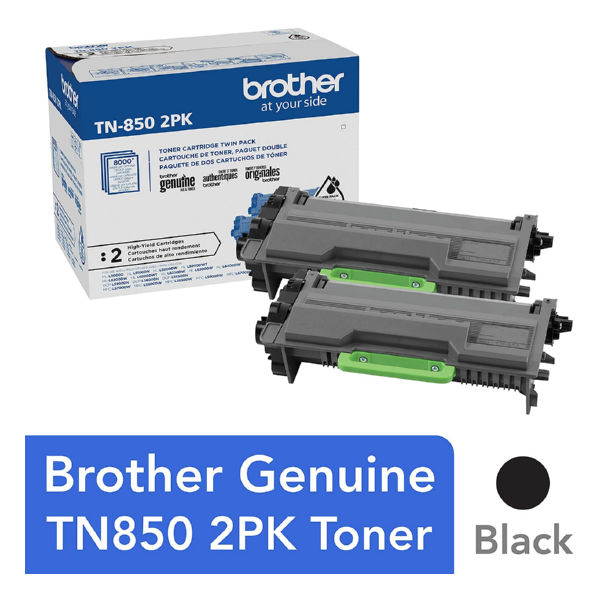 Brother TN850 High Yield Black Toner Cartridge Dual Pack (2 x 8,000 Yield)