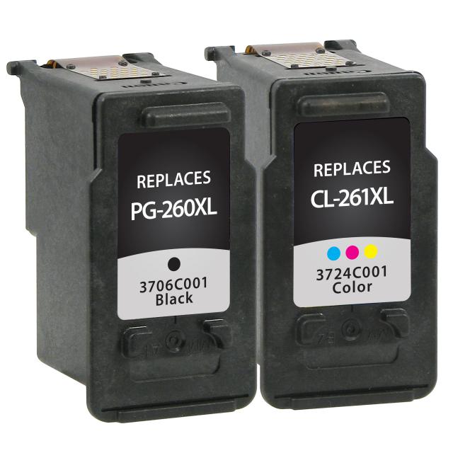 Canon Remanufactured 3706C005 (PG-260XL/CL-261XL) High-Yield Ink, 2 Pack