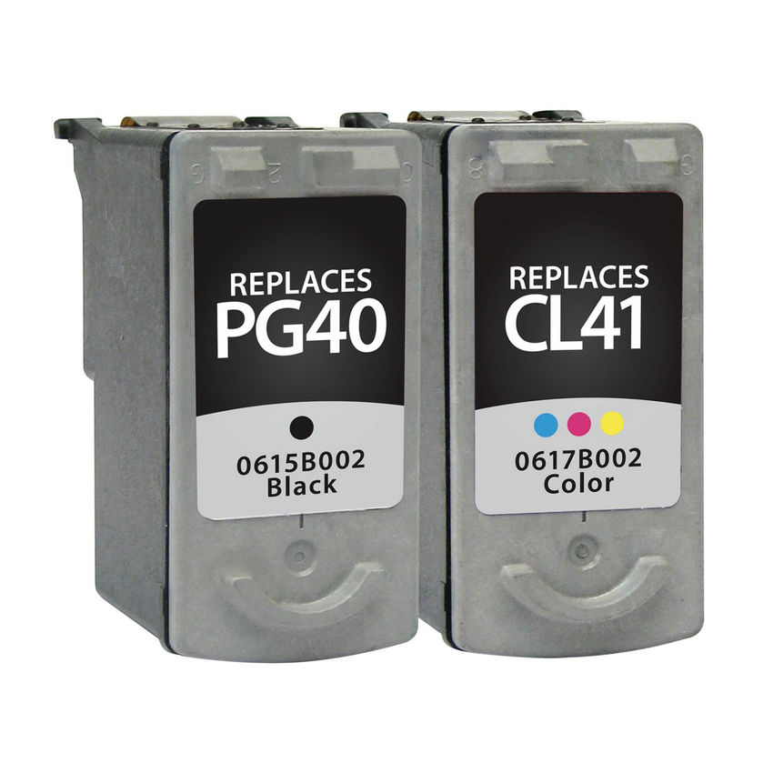 Remanufactured Black and Color Ink Cartridges for Canon PG-40/CL-41 Combo Pack